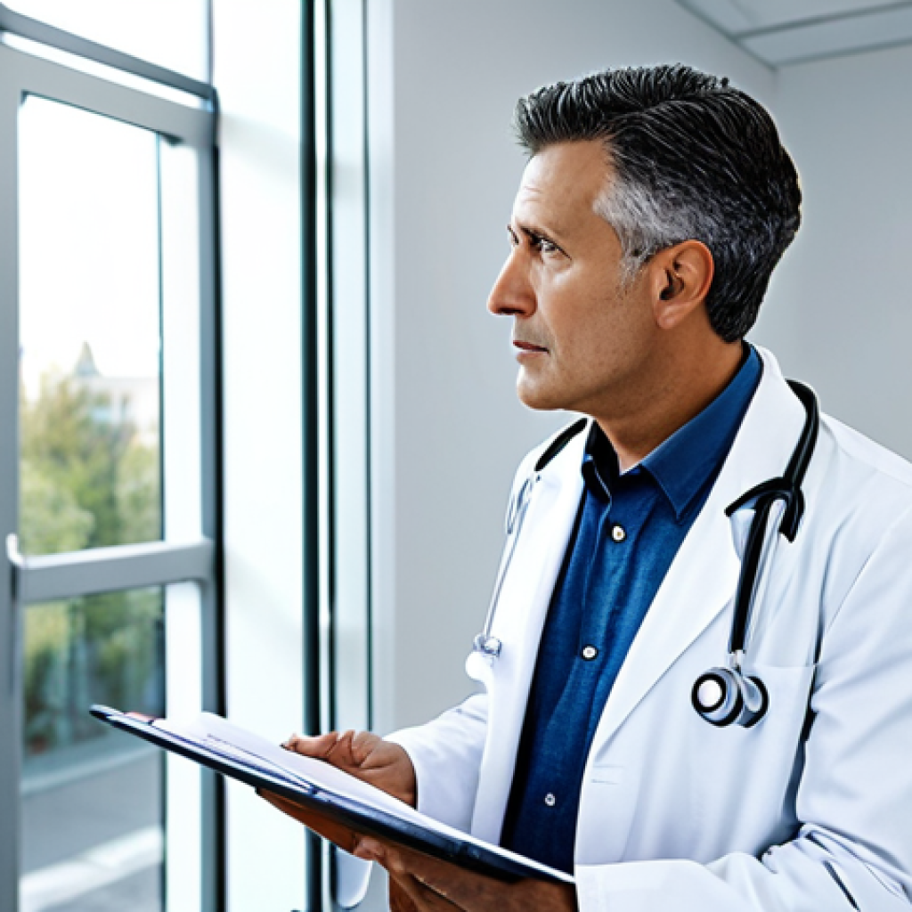 Focused Doctor Explaining Treatment**
"A professional doctor, fully clothed in a clean white coat, explaining a lung cancer treatment plan to a patient in a modern, well-lit clinic, appropriate content, safe for work, perfect anatomy, natural proportions, professional setting, modest attire, educational context."
**