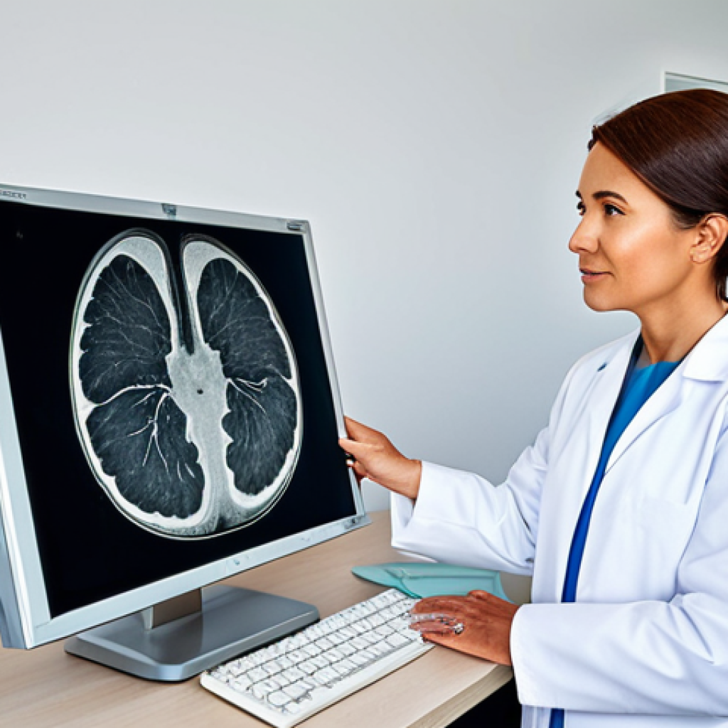 방사선 치료 적정 주기 - "A medical professional explaining radiation therapy to a patient, using a diagram illustrating tumo...