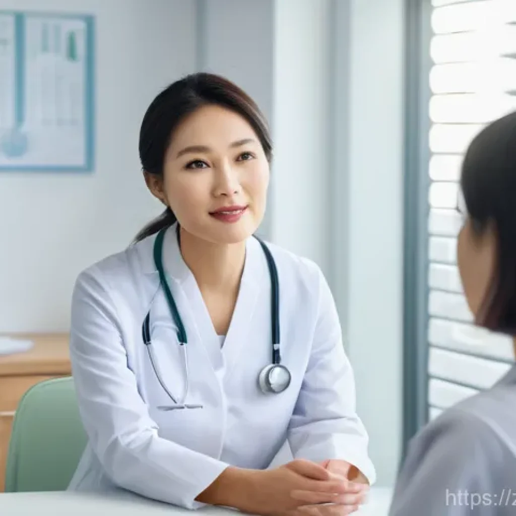 유방암 진단 방사선 검사 비용 - **Prompt:** A serene and confident East Asian woman, aged 35-45, is engaged in a professional health...