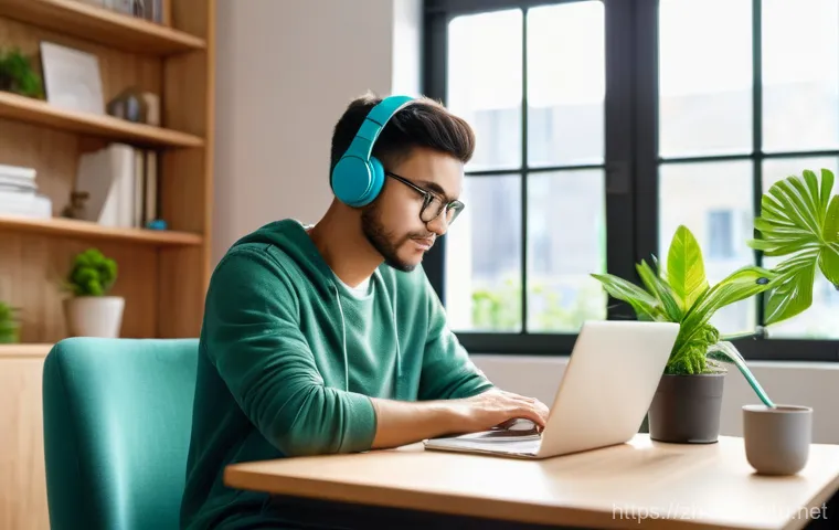 방사선 노출 줄이는 방법 - **Prompt:** A modern, brightly lit study room. A young adult, dressed in comfortable casual wear, is...