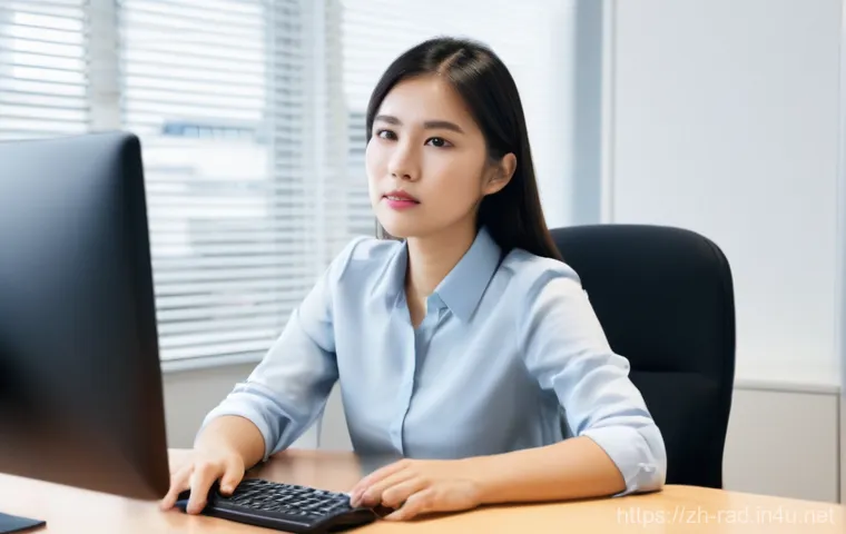 위장 X ray 검사 과정 - **Prompt:** A young, professional-looking East Asian woman in her late 20s sits at a modern, clean d...