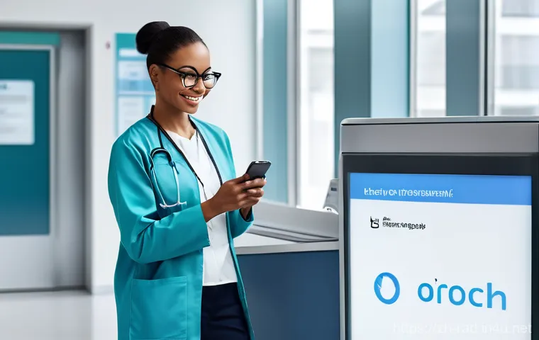 방사선과 진료 절차 - **Prompt 1: Seamless Digital Healthcare Journey**
    A bright, modern hospital reception area, devo...